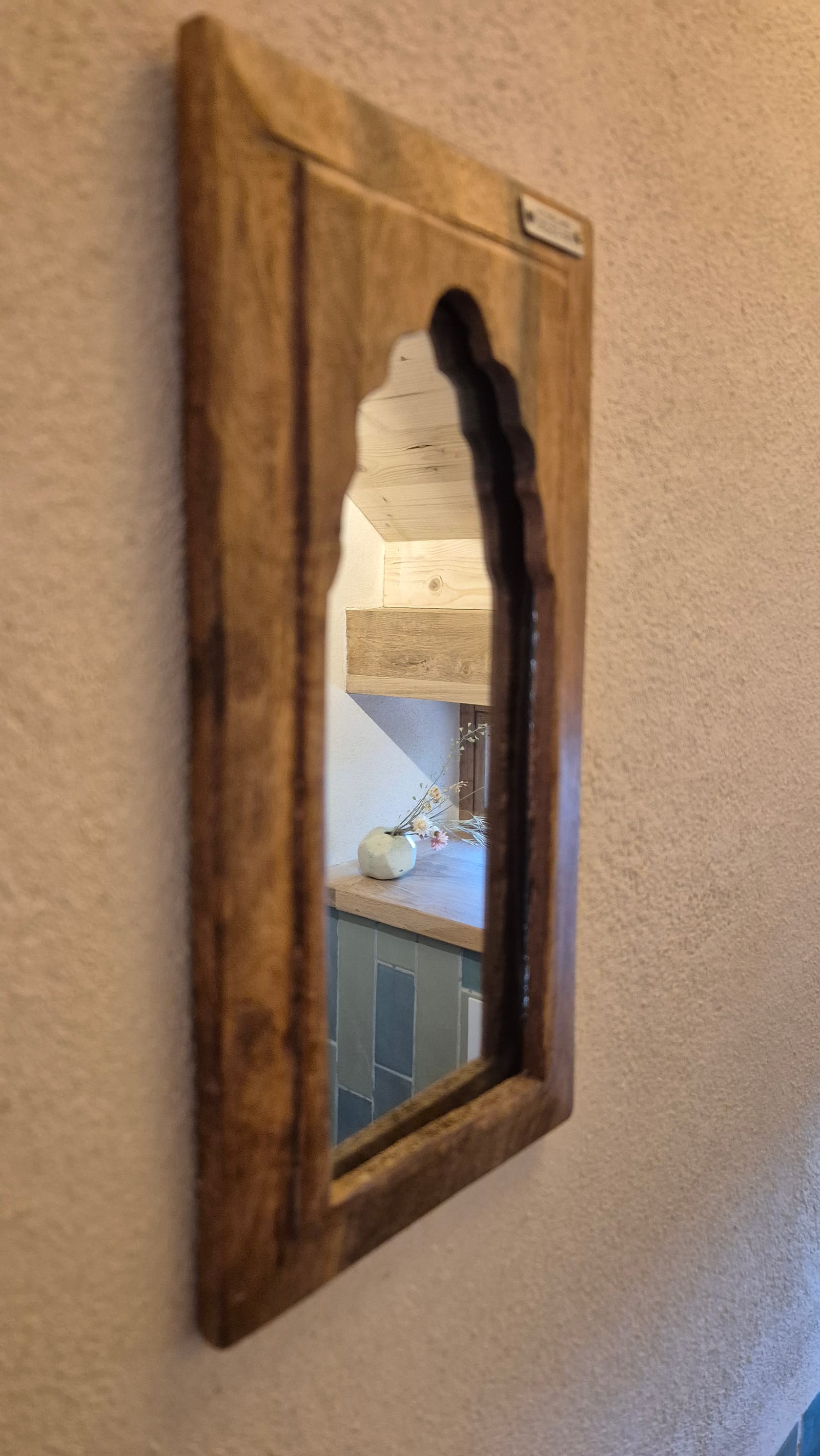 Handgemaakt houten spiegeltje